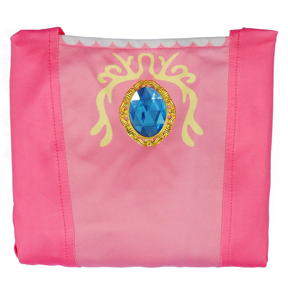 Princess Peach Cosplay Costume – Pink Fantasy Dress Set with Crown (Adult Women Halloween/Carnival Party Outfit, Includes Swimsuit Style Disguise)