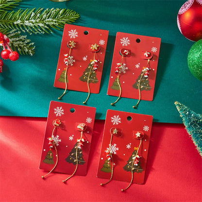 Asymmetric Snowflake & Snowman Christmas Drop Earrings for Women – Moving Santa Long Tassel Dangle Party Jewelry & Holiday Gift