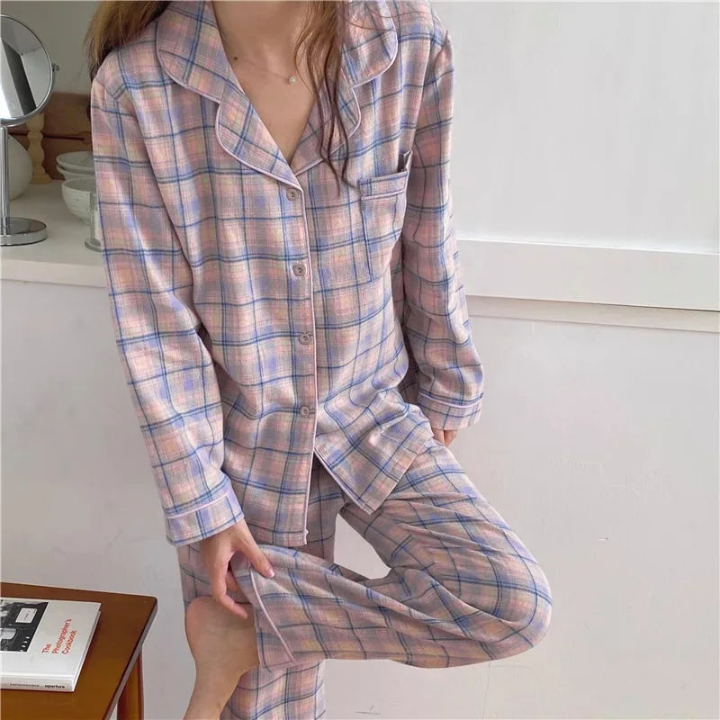 Conjunto de pijama de 2 piezas para mujer – Cárdigan de manga larga y pantalones, ropa de estar por casa suave para primavera y otoño