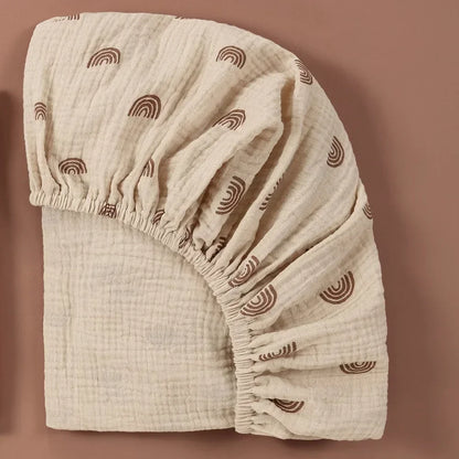 Sábana de cuna de algodón muselina suave y transpirable para bebé – Sábana ajustable universal para cunas de recién nacidos, moisés y camas infantiles