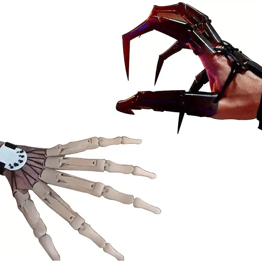 3D Printed Halloween Articulated Finger Extensions – Flexible Movable Long Finger Claw Props for Cosplay, Costumes & Spooky Decorations