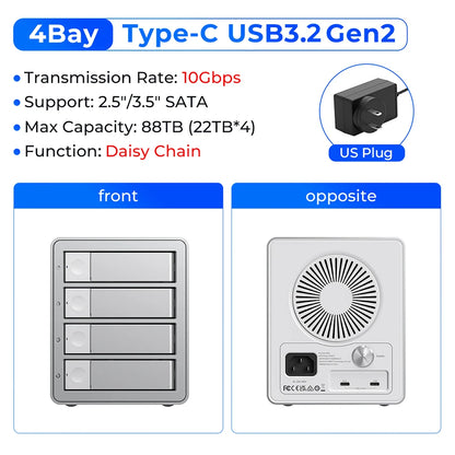 ORICO 4/5 Bay HDD Docking Station – USB 3.2 Type-C 10Gbps SATA Hard Drive Enclosure for 2.5" & 3.5" SSD HDD