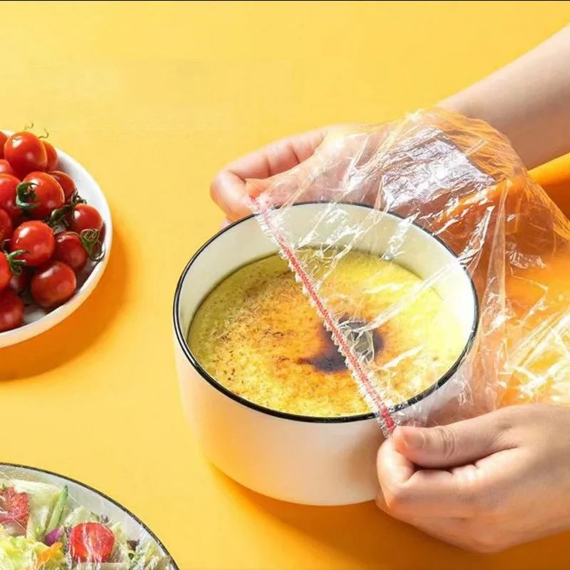 Colorful Disposable Food Cover – Food Grade Elastic Plastic Wrap Lids, Stretch Bowl Covers & Fresh Keeping Bags for Fruits, Food Storage, Kitchen Organization & Dust Protection