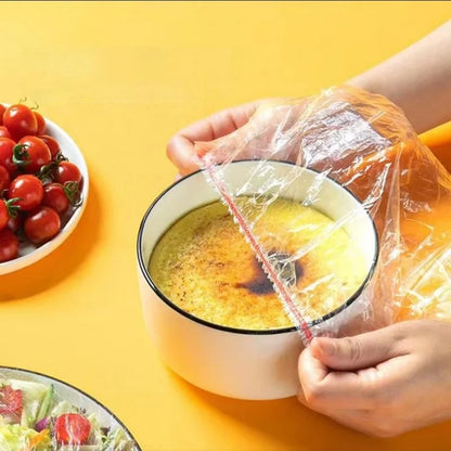 Colorful Disposable Food Cover – Food Grade Elastic Plastic Wrap Lids, Stretch Bowl Covers & Fresh Keeping Bags for Fruits, Food Storage, Kitchen Organization & Dust Protection