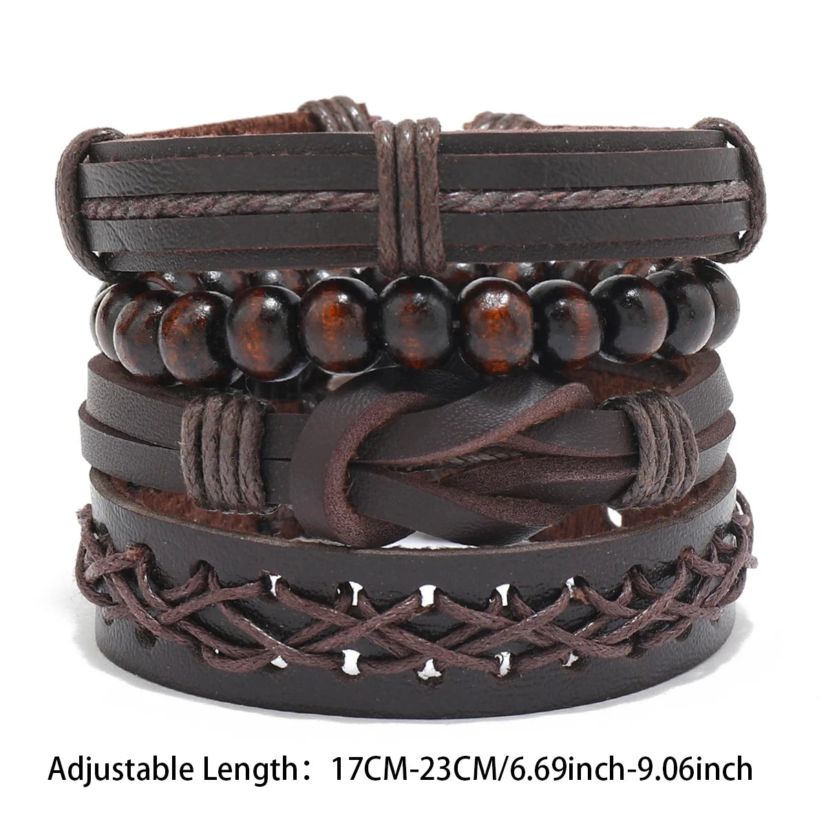 Bohemian Leather Bracelet for Men – Hand-Woven Wooden Bead Charm Bracelet | Vintage Fashion Jewelry Gift for Him