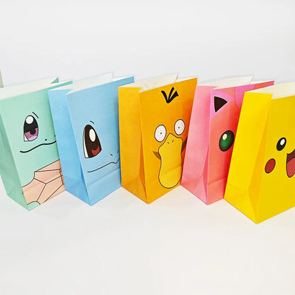 Pokémon Gift Bags – Pikachu Theme Birthday Party Packing Bags for Balloons, Candy, Snacks & Kids Party Favors (Charmander & Squirtle Design)