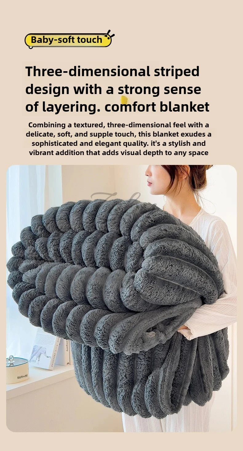 Manta Suave de Felpa de Conejo Artificial – Manta Gruesa Cálida para Sofá, Cama y Confort Otoñal