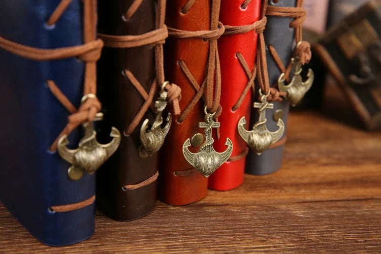 Retro Spiral Leather Notebook – Vintage Pirate Journal with Refillable Pages