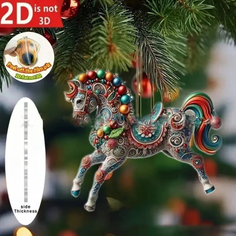 Cute Cat 2D Acrylic Christmas Pendant – Flat Hanging Ornament for Xmas Tree, Holiday Party & Festive Home Decor