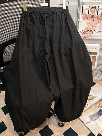 Pantalones sueltos de pierna ancha de talle alto cómodos e informales para mujer de talla grande, estilo retro japonés, pantalones de farol
