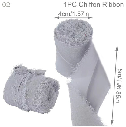 Ruban de soie en mousseline effilochée de 5 m – Ruban fait main déchiré pour bouquet de mariage et emballage cadeau