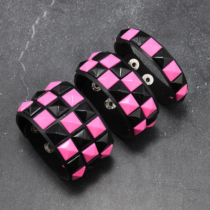 3-Piece Leather Bracelet Set – Wide Rivet Studded Wristbands for Men & Women | Vintage Punk Fashion Jewelry Gift