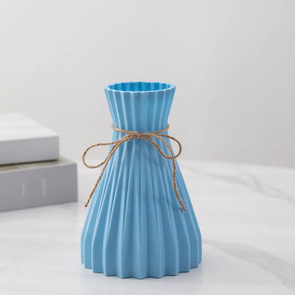 Creative Origami Style Plastic Flower Vase – Modern European Pleated Folding Decorative Vase for Fresh & Dried Flowers