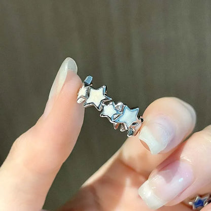 Anillo Ajustable Vintage Cruz y Estrella Irregular – Anillo Abierto Gótico Punk Plateado para Pareja, Hombre y Mujer | Joyería de Regalo Y2K E-Girl