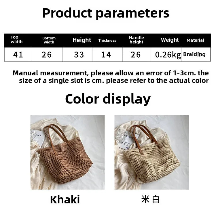 Bolso de Hombro de Paja Tejido a Mano para Mujer – Bolso Tote Bohemio de Verano para Playa, Bolso de Mano Tejido a la Moda 2025 para Viajes, Compras, Vacaciones y Uso Diario Casual
