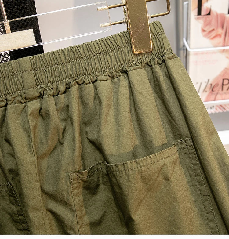 Pantalones sueltos de pierna ancha de talle alto cómodos e informales para mujer de talla grande, estilo retro japonés, pantalones de farol