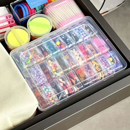 Transparent Plastic Storage Organizer Box – 14 or 30 Compartment Case for Jewellery, Beads & Small Parts
