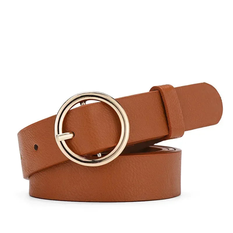 Women's PU Leather Belt Adjustable Pin Buckle Waist Belt for Jeans, Skirts & Dresses