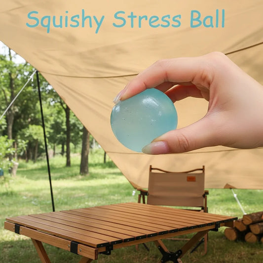 Balle squishy à l'huile de noix de coco bleue – Jouet à presser souple, transparent et à rebond rapide, jouet anti-stress en maltose à montée lente
