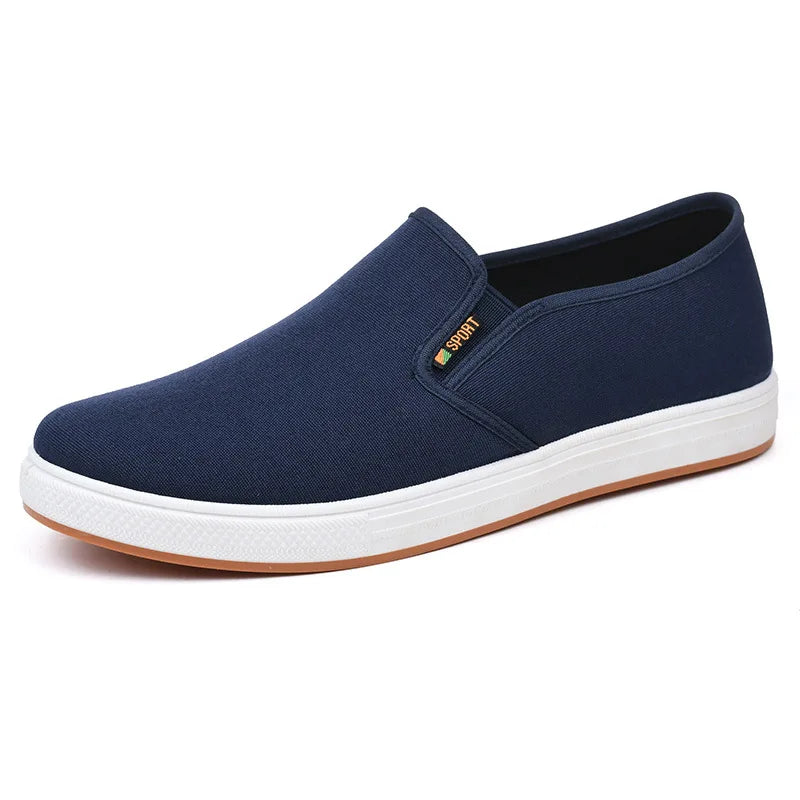 Men's Canvas Slip-On Sneakers – Lightweight Vulcanized Casual Flat Shoes, Comfortable Everyday Walking Footwear