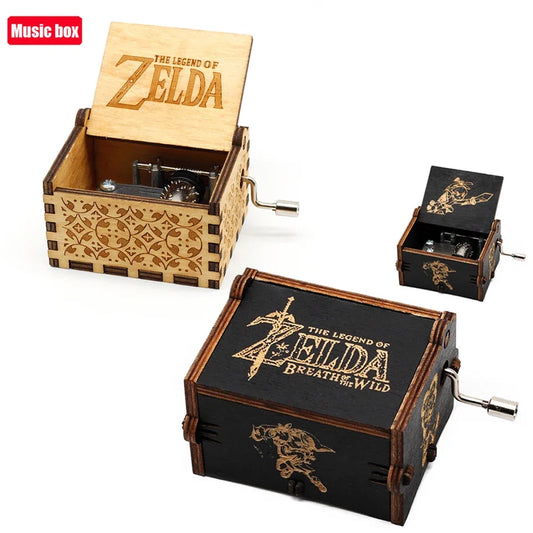 Caja de música de madera de The Legend of Zelda – Regalo coleccionable de anime para armar, de manivela (tema Sky City)