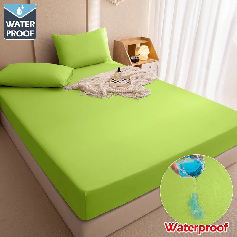 Protège-matelas 100 % imperméable – Housse de matelas ajustée avec bande élastique pour lits simples, doubles, Queen et King