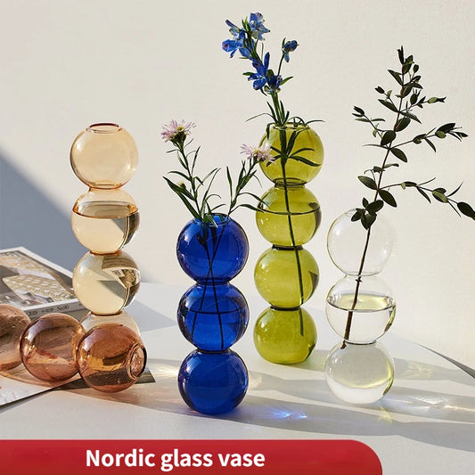 Jarrón Nórdico de Cristal para Flores – Terrario Decorativo para el Hogar, Sala de Estar y Oficina
