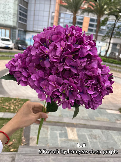 Bouquet d'Hortensias Artificiels à 5 Têtes – Fleurs Artificielles en Soie pour Décoration de Mariage, Arrangements de Fête, Décoration de Salon & Accessoires Floraux pour la Maison