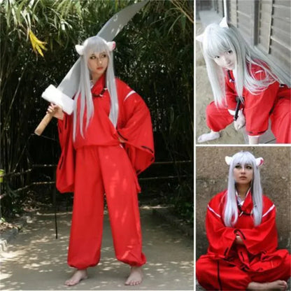 Inuyasha Inspired Cosplay Costume Set – Kagome/Kikyo Kimono Outfit with Wig & Shoes for Unisex Halloween & Anime Roleplay