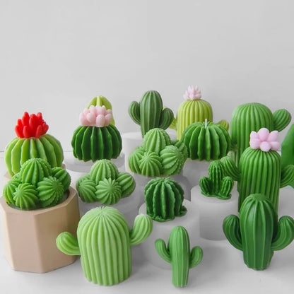 Molde de Silicona para Velas de Aromaterapia con Diseño de Cactus DIY – Molde de Plantas Suculentas para Velas Hechas a Mano de Cera de Soja, Manualidades de Resina, Adornos de Yeso y Proyectos DIY de Decoración del Hogar