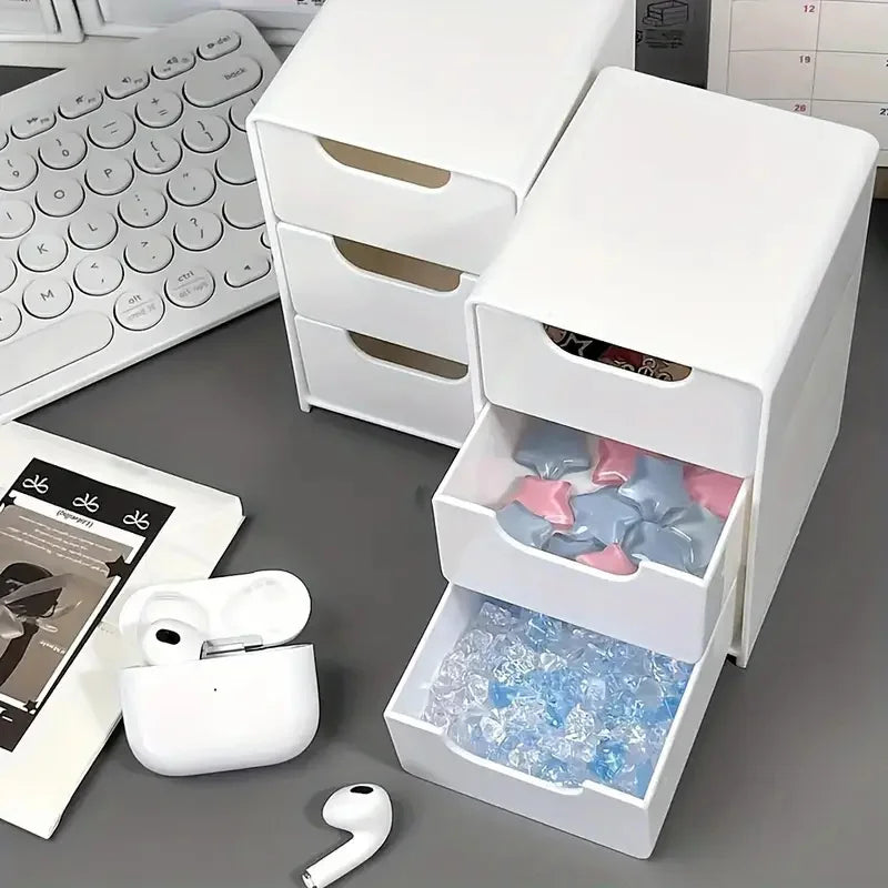 Organizador de almacenamiento de cosméticos de plástico de 3 niveles – Caja con cajones multifuncional para maquillaje, joyas, cuidado de la piel, material de oficina y organización de encimeras