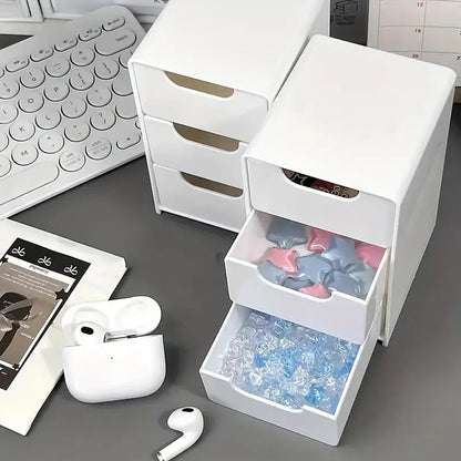 Organizador de almacenamiento de cosméticos de plástico de 3 niveles – Caja con cajones multifuncional para maquillaje, joyas, cuidado de la piel, material de oficina y organización de encimeras