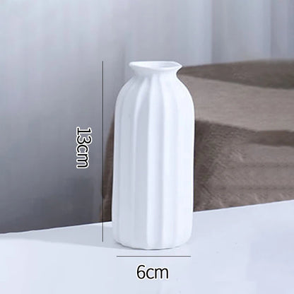Florero Nórdico de Cerámica Blanca – Jarrón Decorativo Moderno para Sala de Estar, Decoración del Hogar y Escritorio