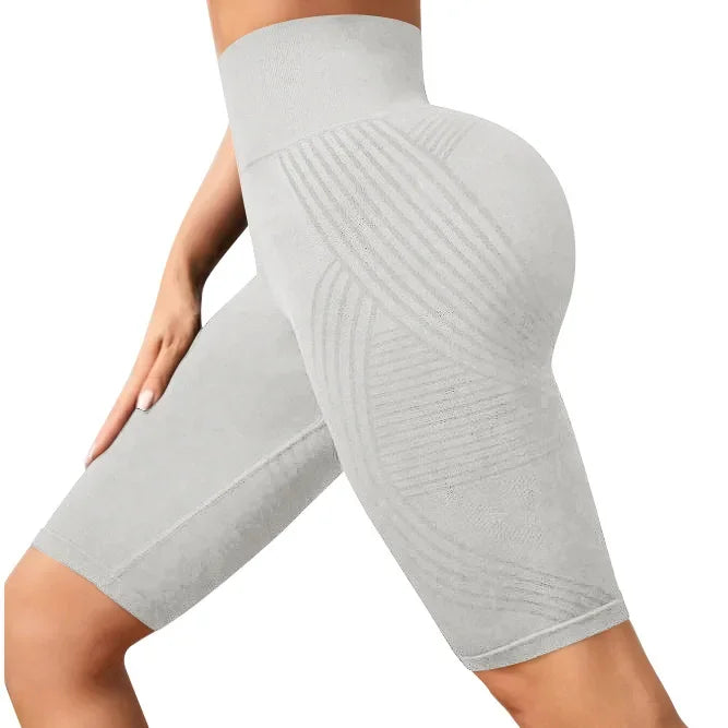 Women’s High Waist Seamless Slim Yoga Shorts Stretchy Push Up Butt Lifting Knitted Workout Running