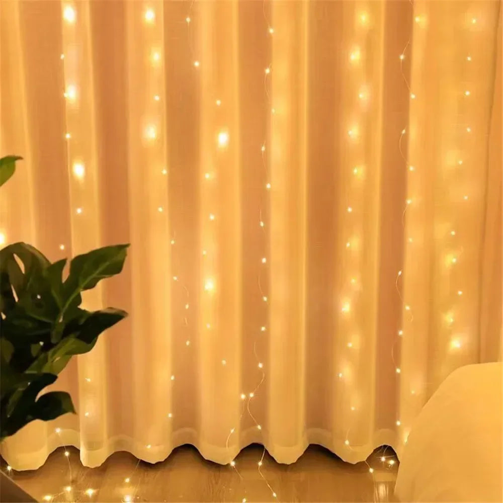 Luces USB LED de Cortina – 8 Modos de Iluminación con Control Remoto para Decoración de Dormitorio, Boda, Festividades y Hogar (3M/6M)