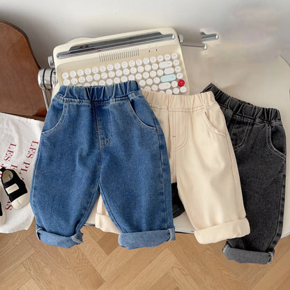 Pantalones vaqueros MILANCEL para bebé – Jeans lisos suaves para niños y niñas, pantalones informales para niños, parte inferior de moda cómoda para el uso diario de bebés y niños