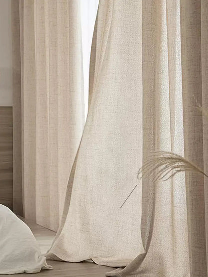 Cortinas de algodón y lino estilo japonés – Paneles de ventana semitraslúcidos para dormitorio y sala de estar