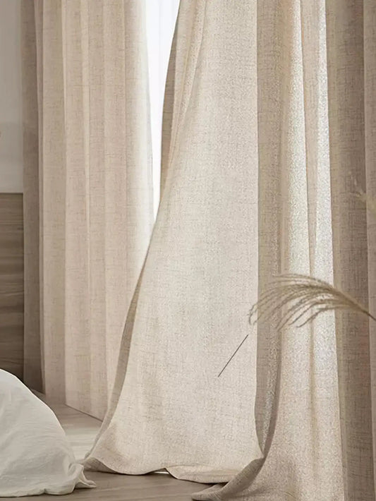 Rideaux en coton et lin de style japonais – Panneaux de fenêtre semi-occultants pour chambre et salon