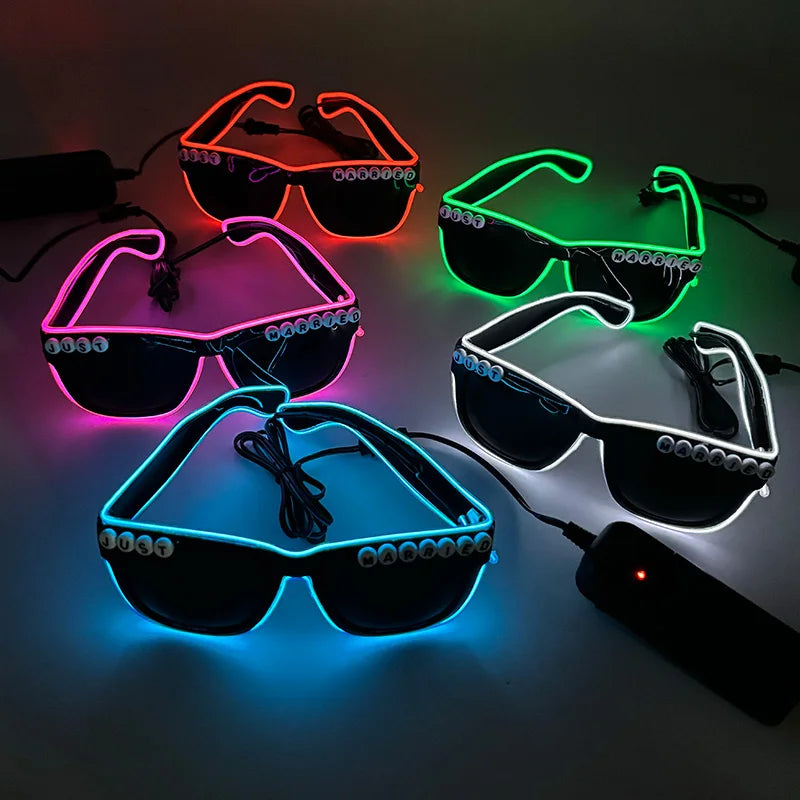 Just Married LED Heart Glasses – Light-Up EL Neon Glasses for Weddings, Engagements & Bridal Showers