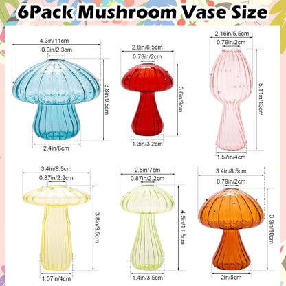 Mini Mushroom Glass Vase Set – Propagation Terrarium for Plants, Flowers & Home Office Décor