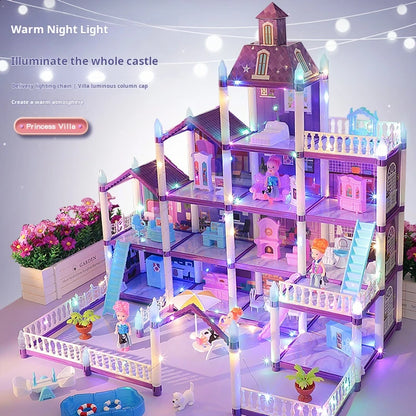 3D DIY Fantasy Princess Castle Villa Assembly Doll House Set – Creative Building Toys for Girls, Home Play & Kids 3D Educational Toy Kit