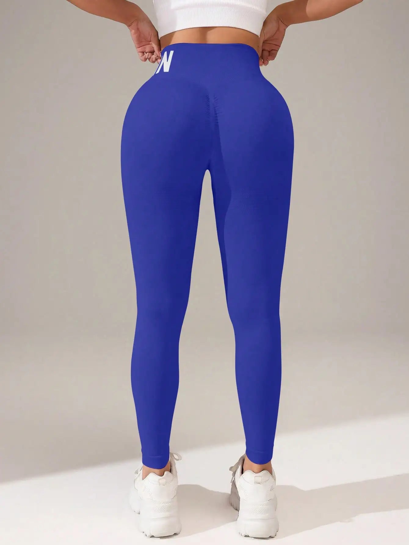 Seamless Yoga Leggings – High-Waist Butt-Lifting Quick-Dry Breathable Workout Tights with Lettering Print for Women