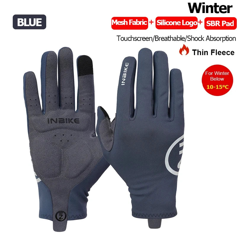 Guantes de ciclismo INBIKE 2024 – Guantes de bici de forro polar con dedos completos y acolchado de gel para hombre, accesorios de invierno con pantalla táctil para ciclismo de carretera y MTB