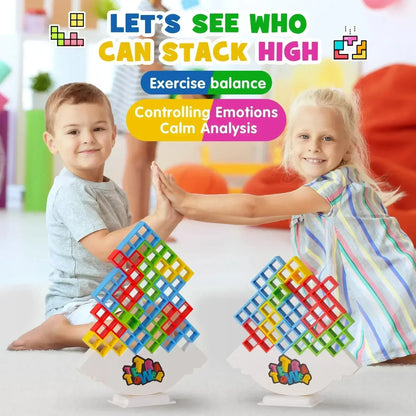 Juego de equilibrio y apilamiento Tetra Tower – Divertido juego de mesa de construcción de puzles para niños y adultos, desafío de apilamiento estratégico, actividad para noche de juegos en familia y regalo interactivo en equipo