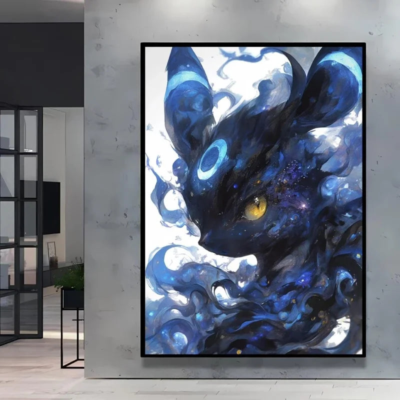Pokémon Eevee Ink Style Canvas Wall Art – Fantasy Decorative Painting for Home & Room Decor