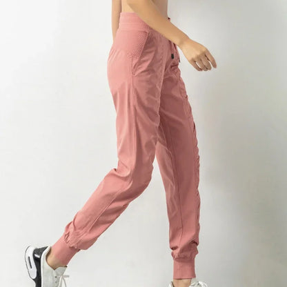 Pantalon de jogging femme à séchage rapide, cordon de serrage, athlétique, pour la salle de sport et le fitness, avec deux poches latérales