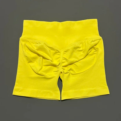 Pantalones cortos de gimnasio sin costuras con efecto Scrunch Butt para mujer – Pantalones cortos de yoga de cintura alta para correr, entrenar, fitness y ropa deportiva