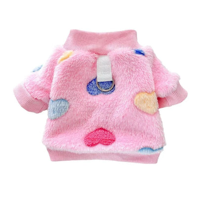 Super Soft Winter Dog Jacket – Warm Fleece Pet Coat with Heart Print for Cold Weather, Cozy Holiday Clothing for Dogs & Puppies