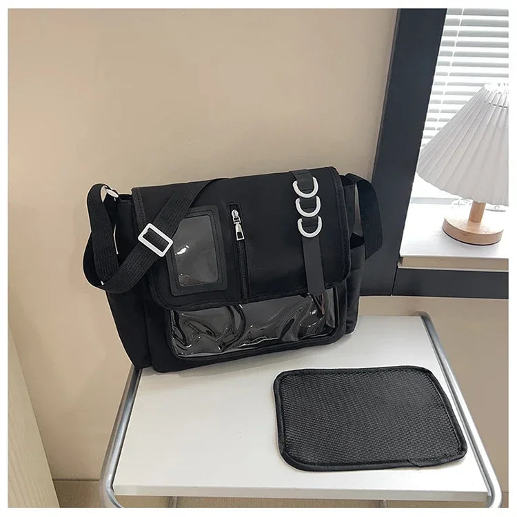 Bolso Bandolera con Lazo Estilo Universitario – Bolso de Hombro de Gran Capacidad para Chicas, Bolso Ita de Moda JK, Bolso de Mano con Acento de Lazo para Libros Escolares, Material Escolar y Uso Diario