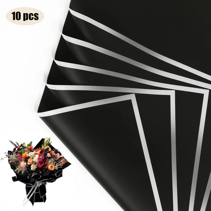 10 hojas de papel de envolver flores impermeable con bordes dorados para ramos, bodas, regalos y arreglos florales de bricolaje